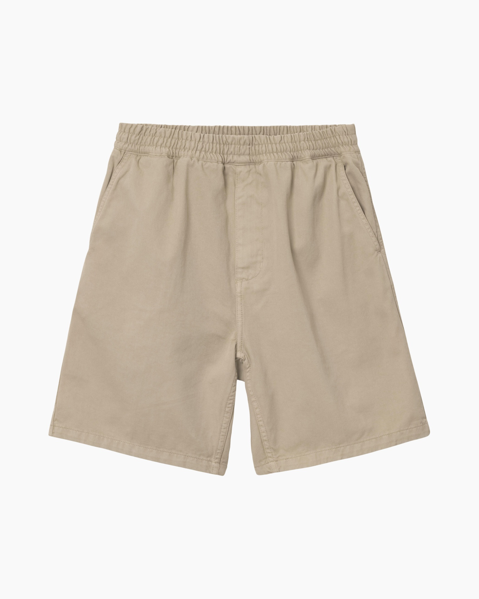 shorts, beige, elastic waistband, pockets, khaki