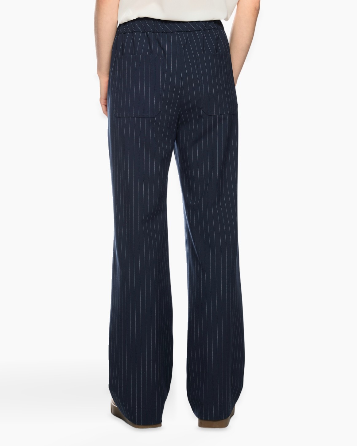 wide-leg, pinstripe, navy, trouser, pants