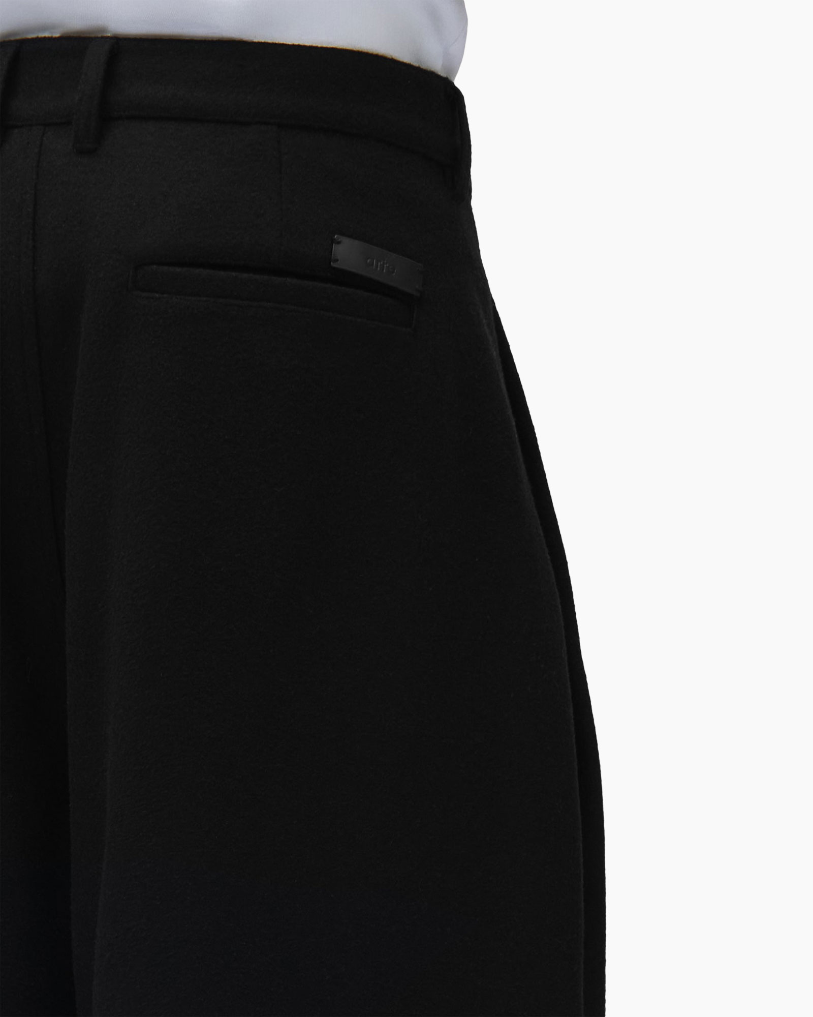 black pants, slacks, back pocket, belt loop, minimalist