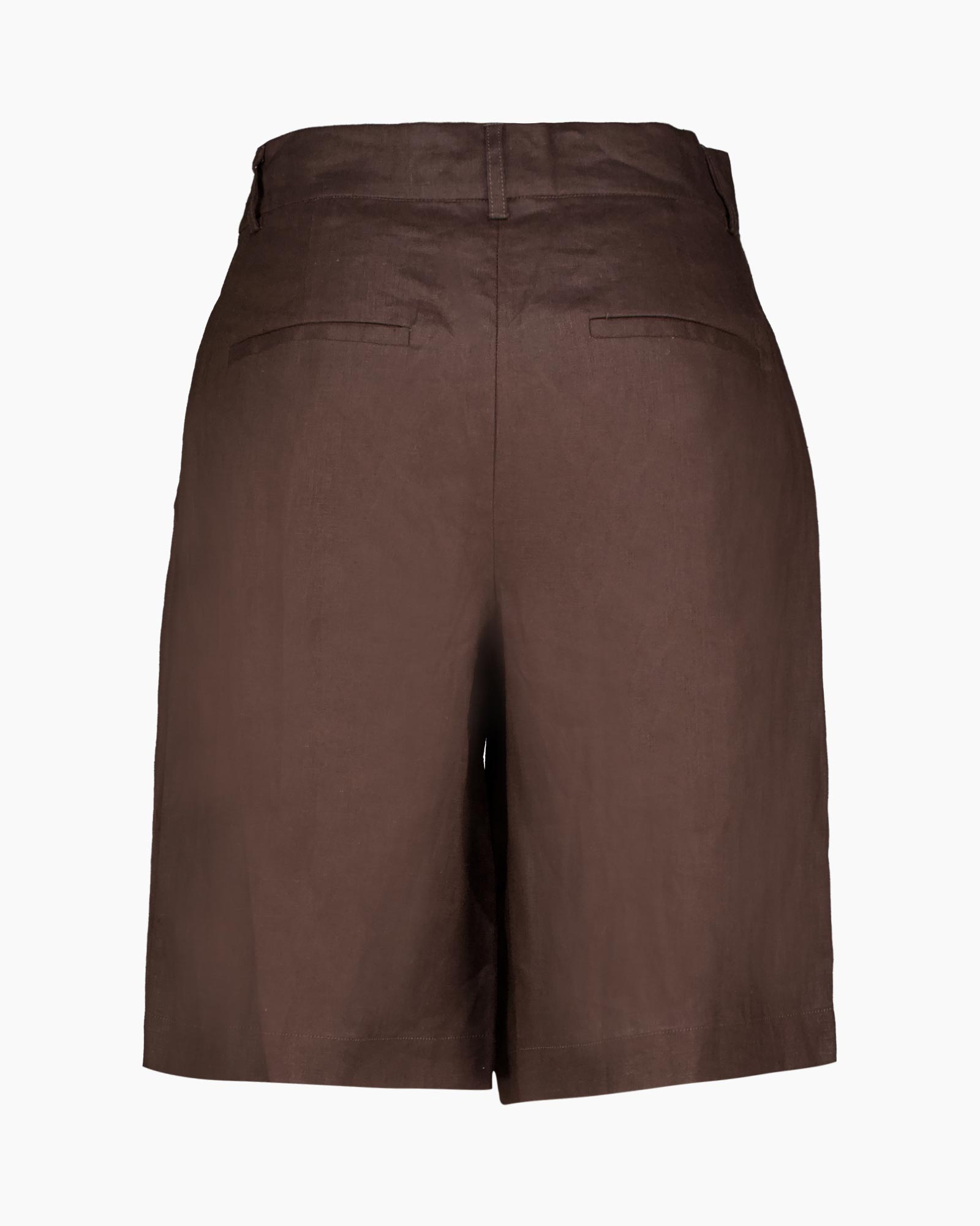 shorts, brown, linen, pleated, waistband