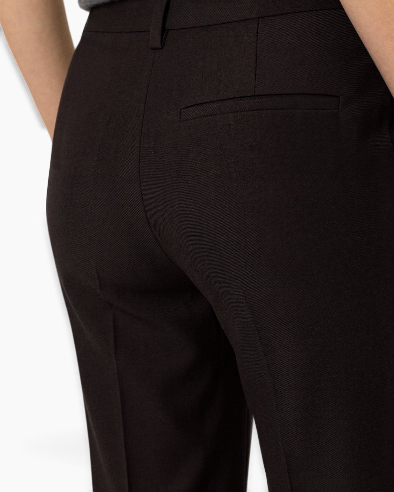 dress pants, back pocket, slim fit, black, fabric look