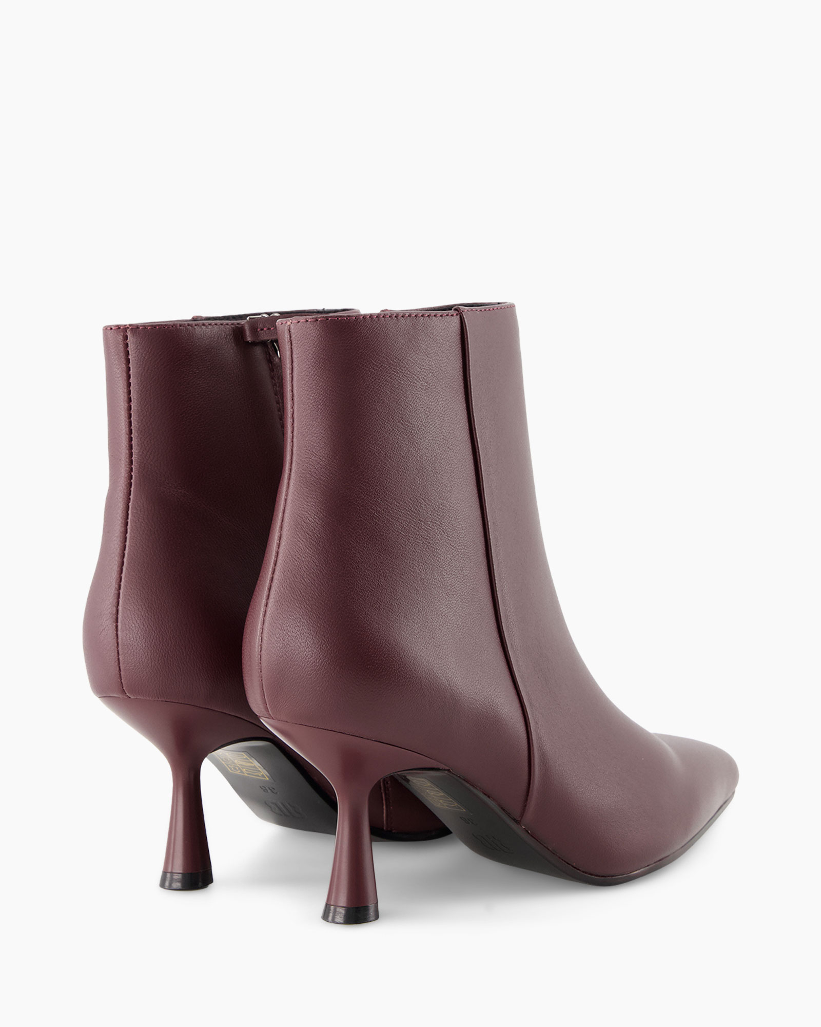 ankle boots, mid heel, burgundy, leather, slip-on
