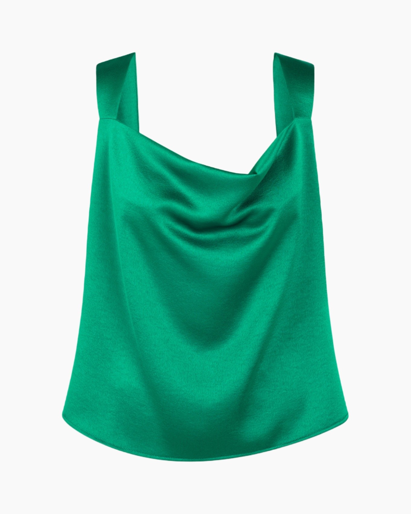 green, tank top, satin, sleek, padded straps