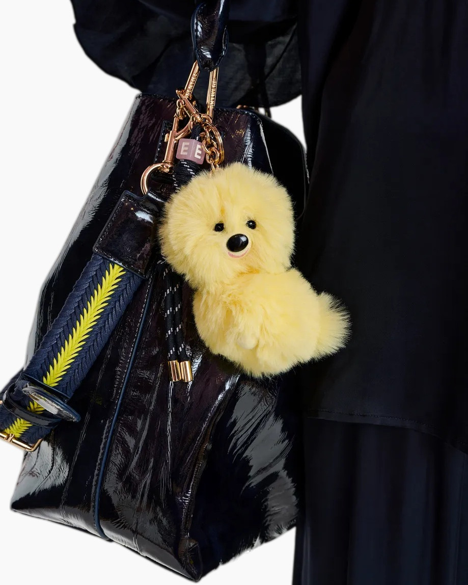 pom-pom, keychain, dog plush, yellow, panda plush?