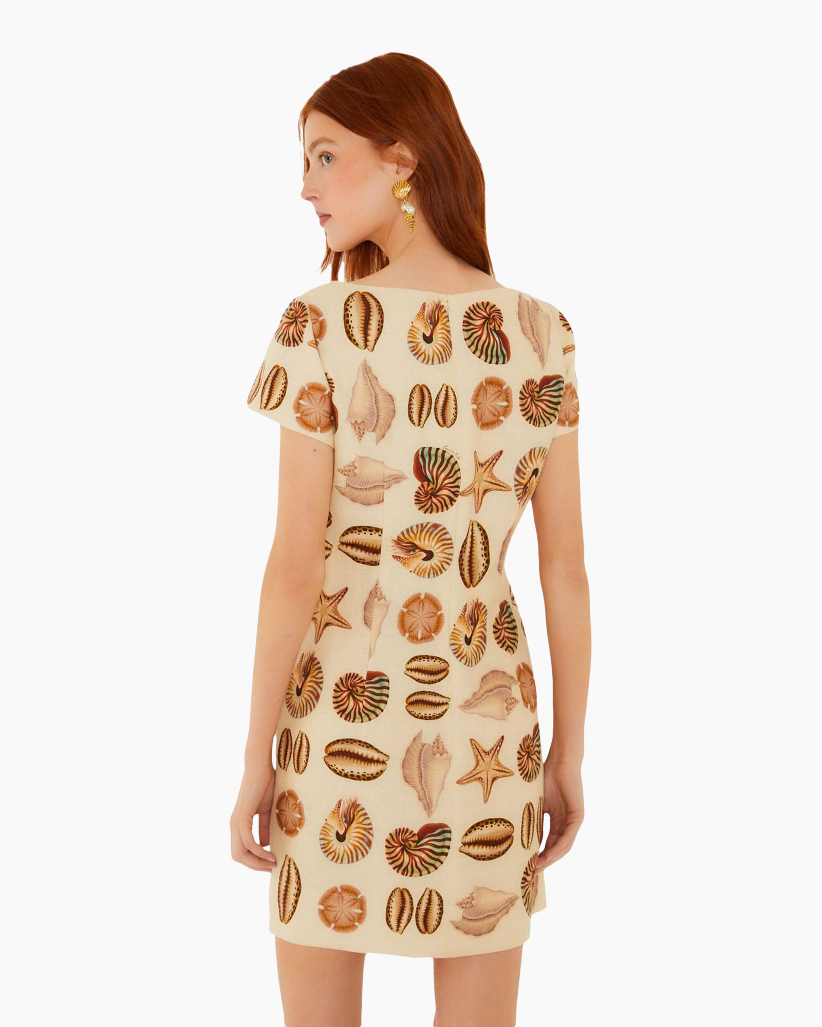dress, mini dress, shell print, beach dress, short sleeves