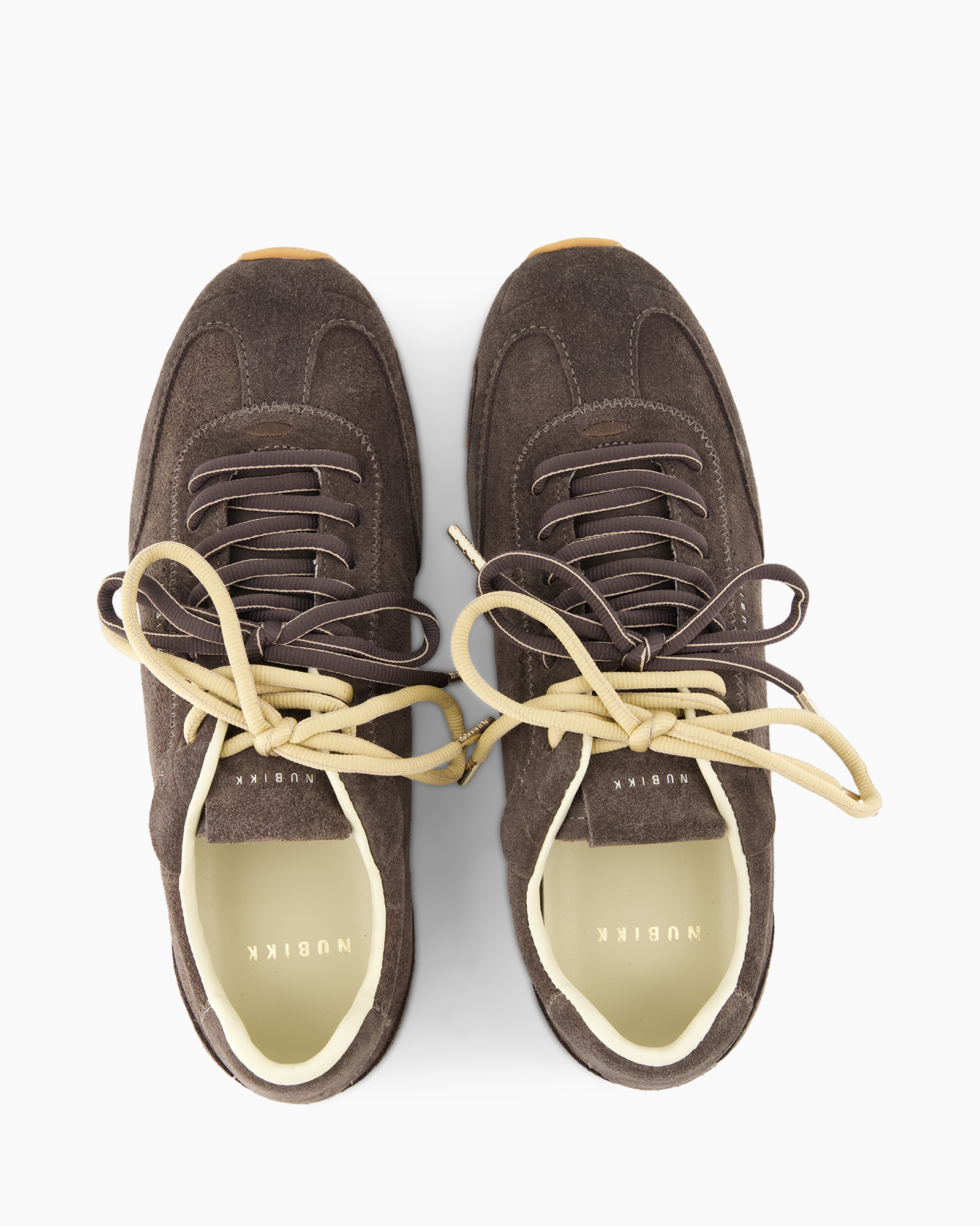 shoe, sneakers, brown, suede, laces