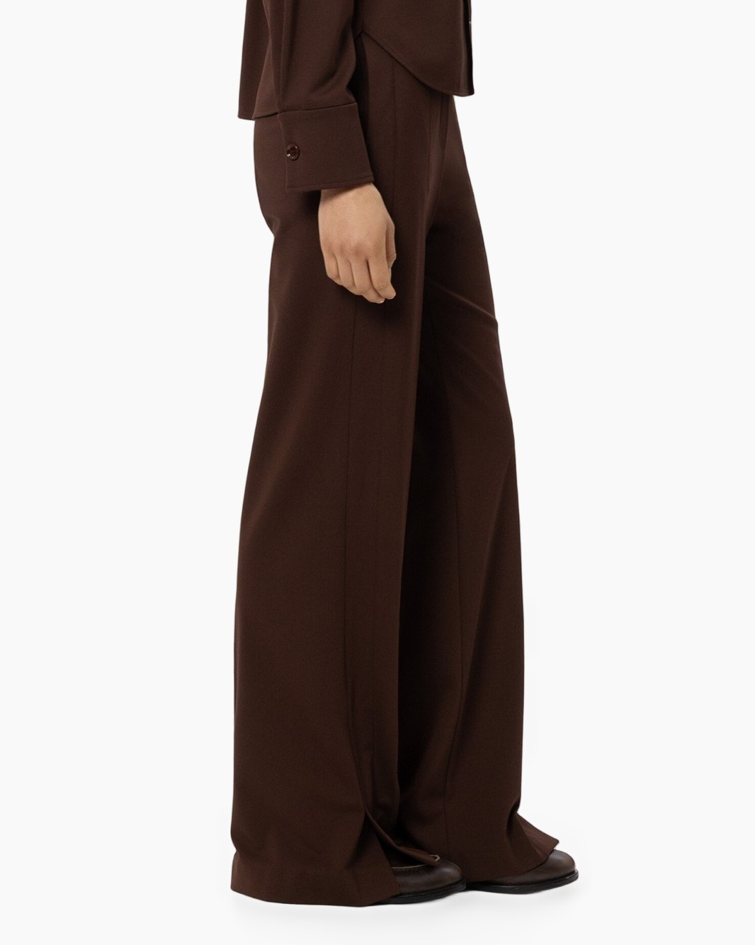 pants, trousers, brown, wideleg, pocketless