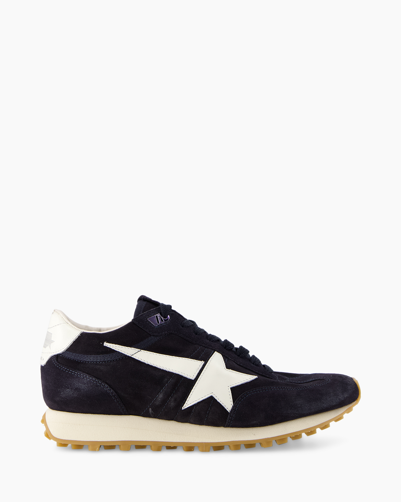 sneaker, navy, suede, white star, gum sole