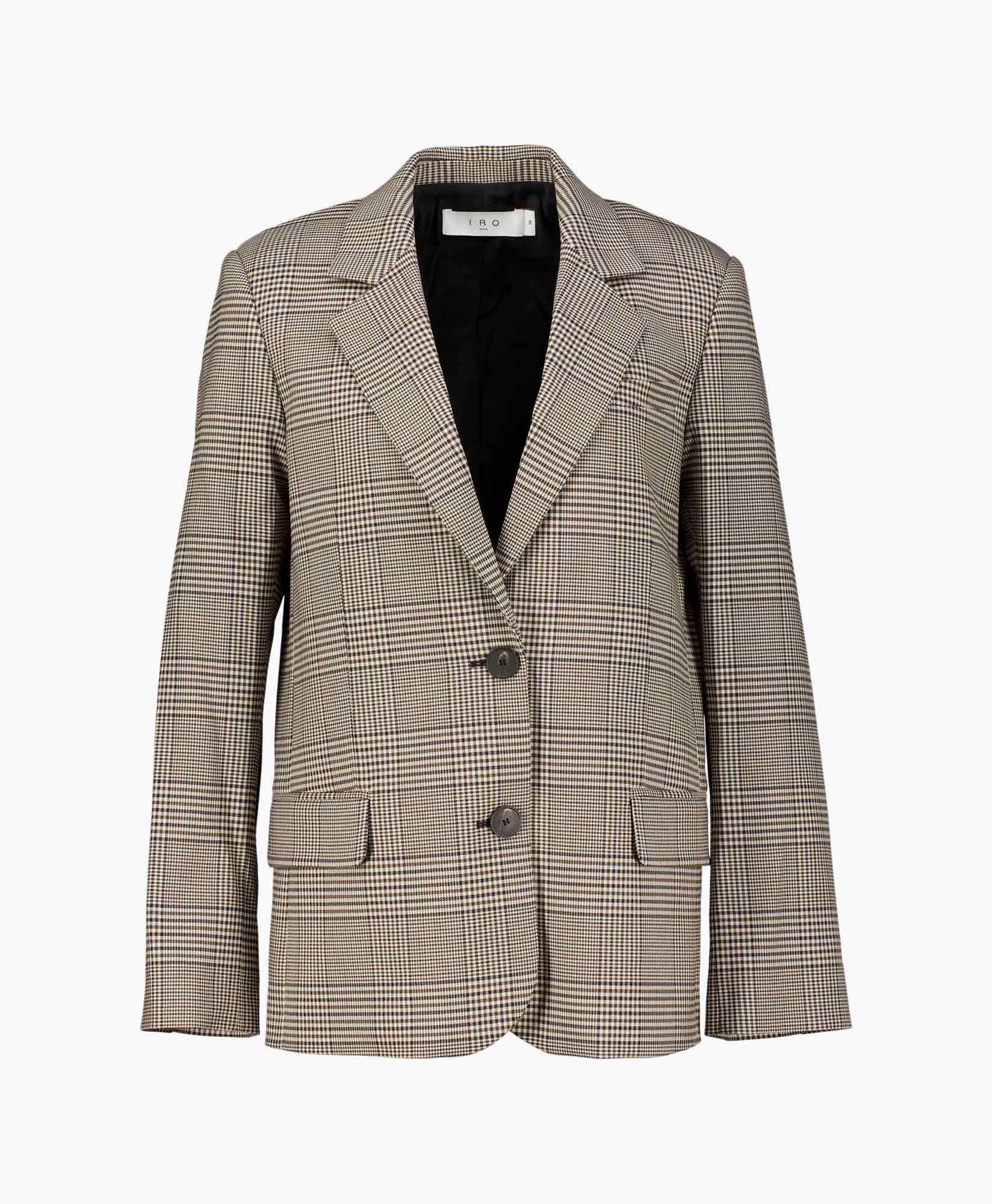 blazer, plaid, checkered, two-button, linen blend