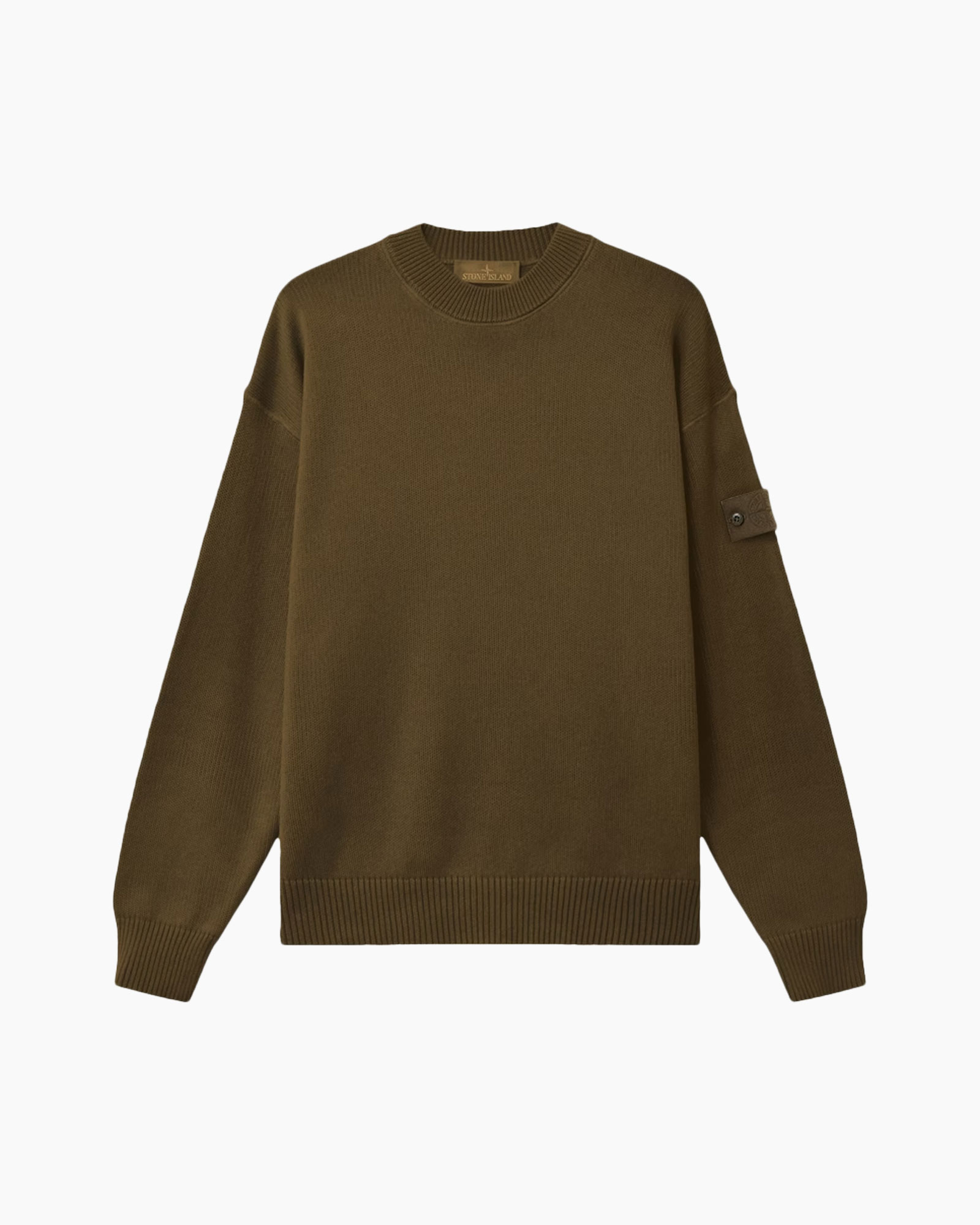 sweater, brown, long-sleeve, crew-neck, knit