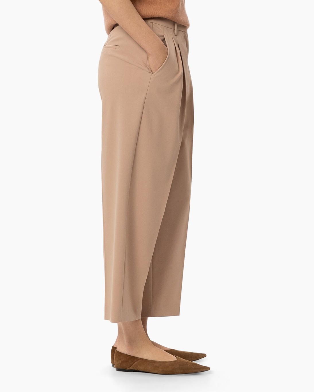 pants, wide-leg, tailored, beige, slacks