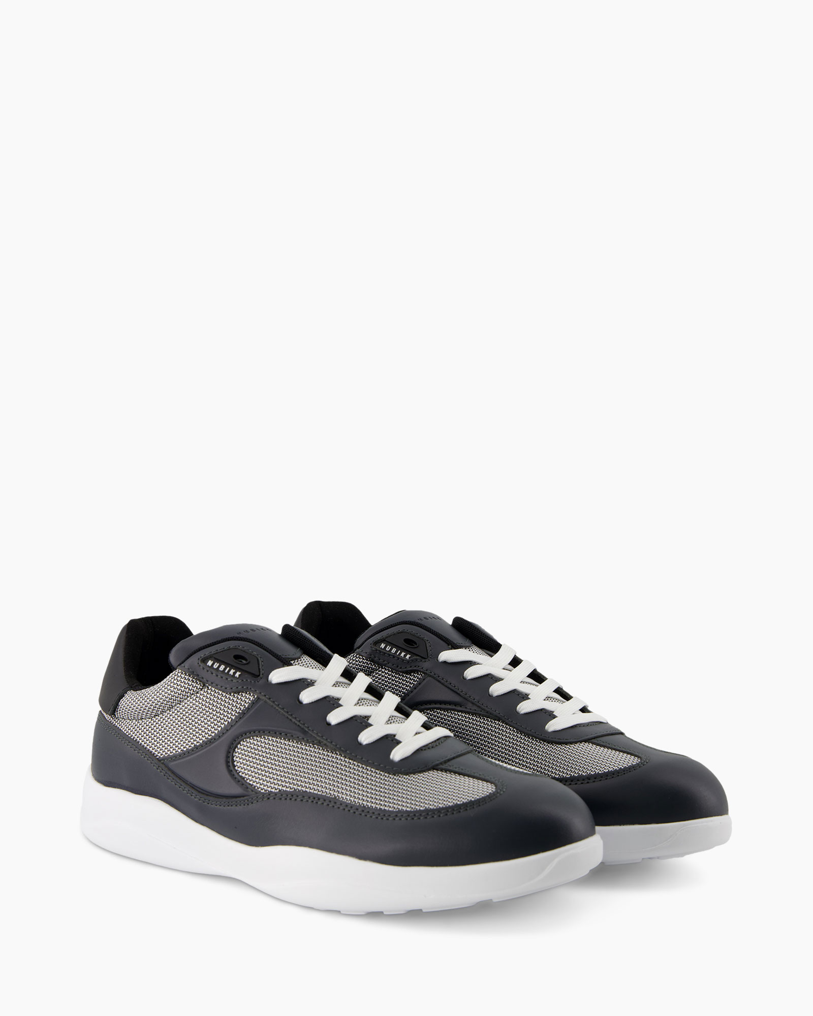 sneaker, athletic shoe, mesh, black, white sole