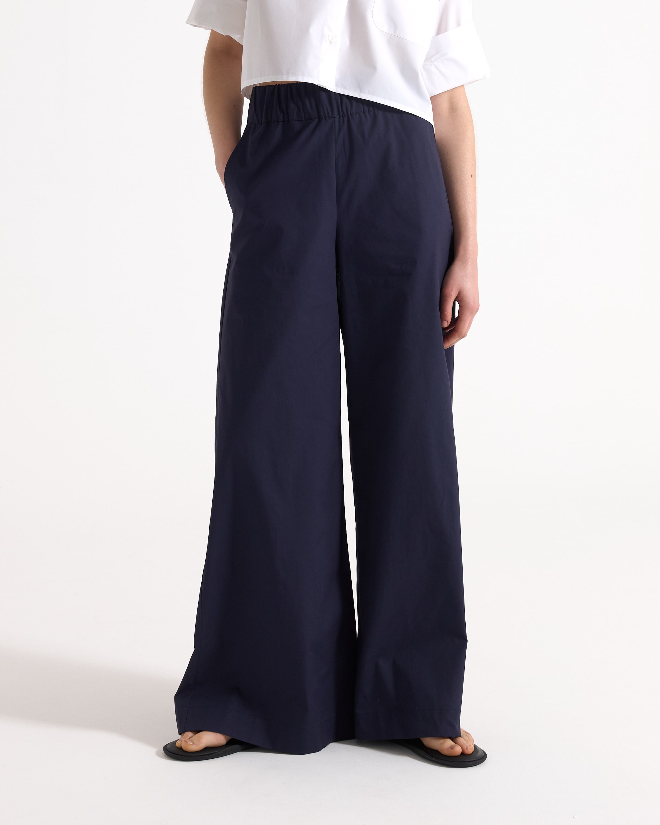 white shirt, short sleeve, button-down, pocket shirt, wide-leg pants