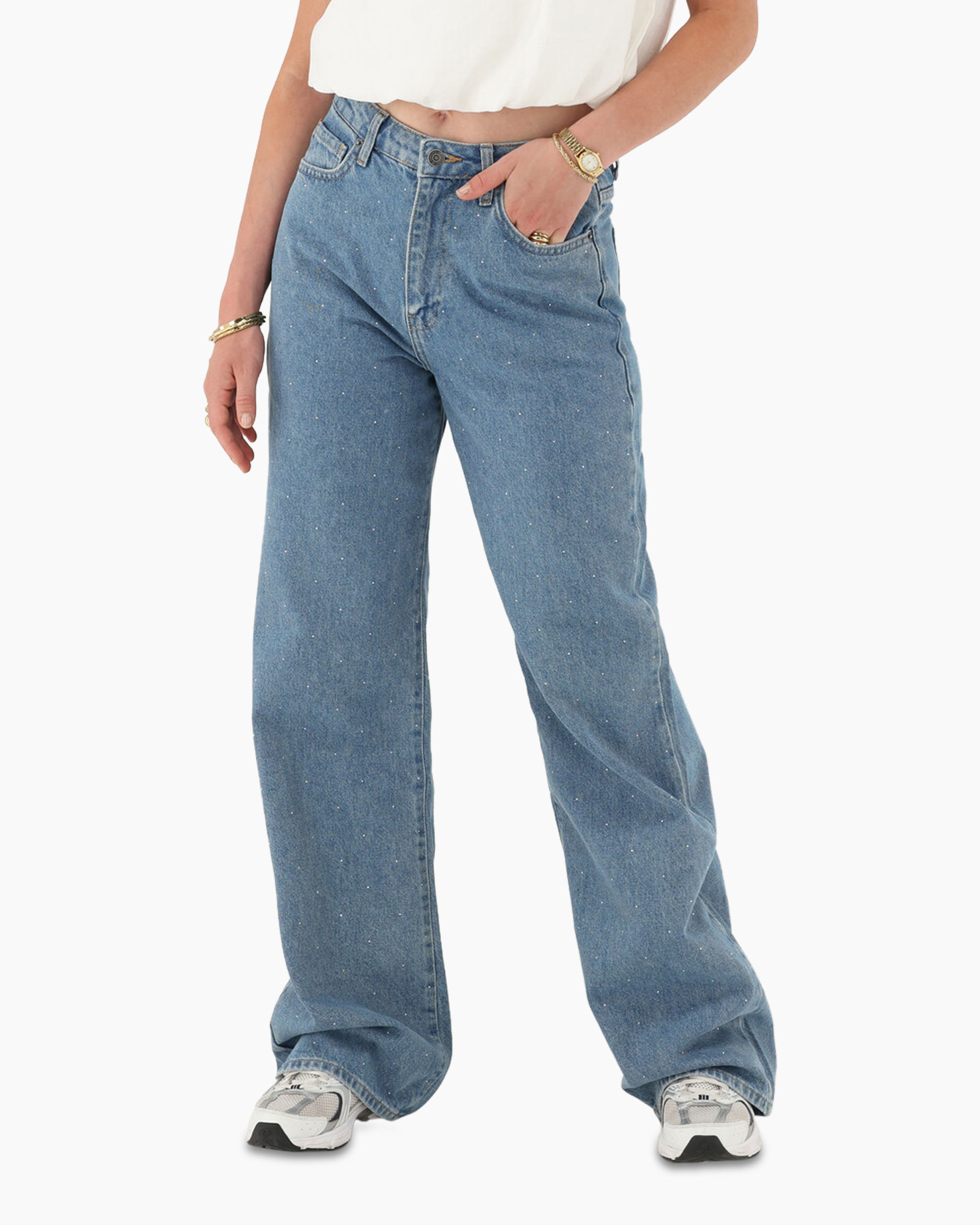 Broek Jeans With Strass Blauw