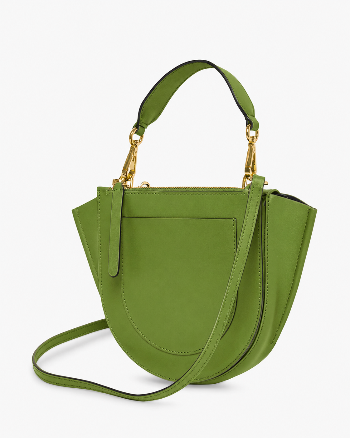 handbag, green, leather, top-handle, zipper