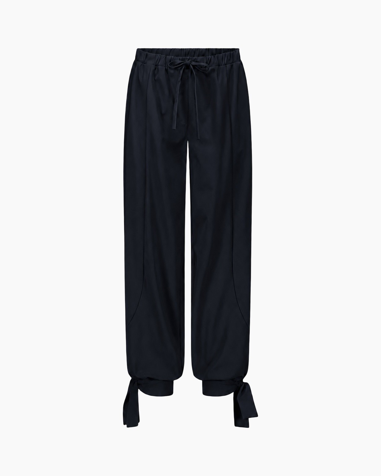 pants, drawstring, wide-leg, ankle-cuff, navy