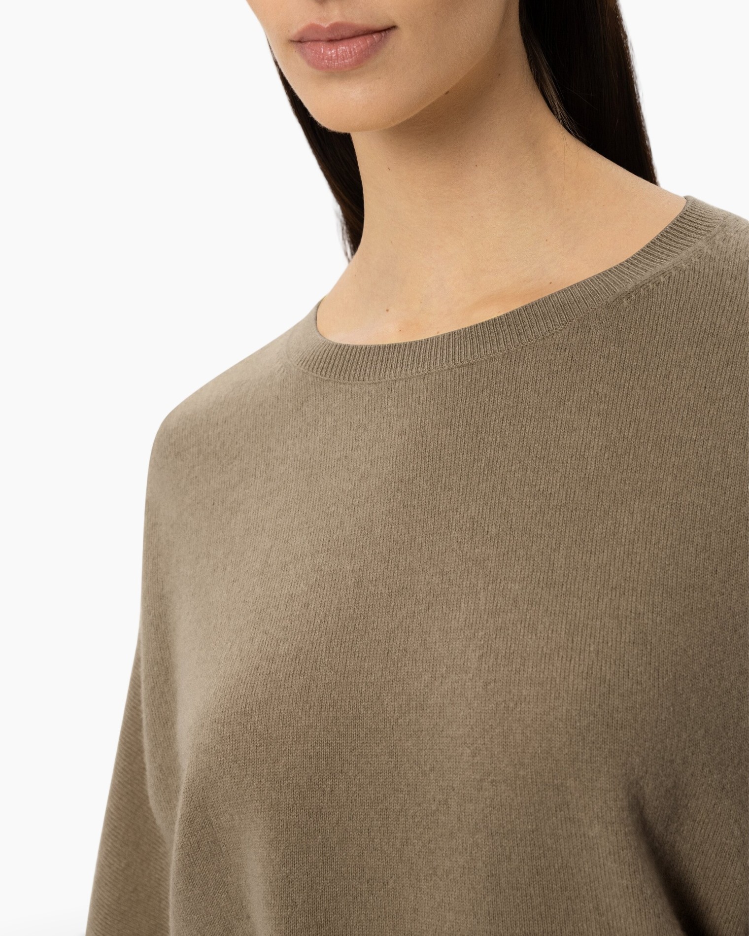 sweater, knit, crew neck, beige, solid color