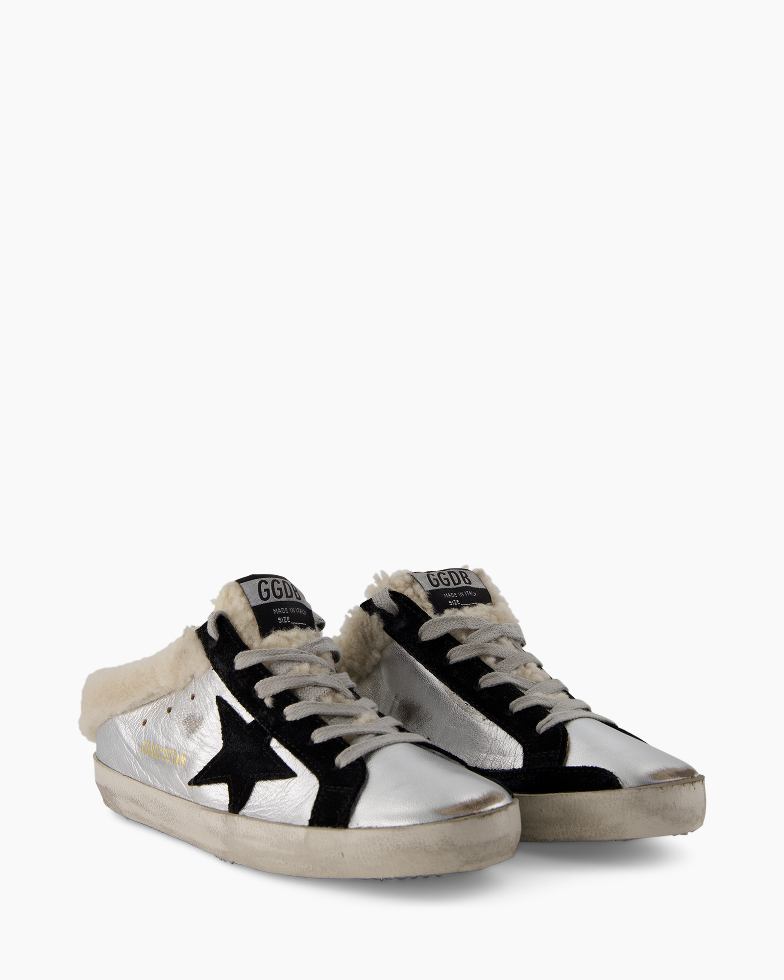 sneakers, metallic, star logo, shearling, low top