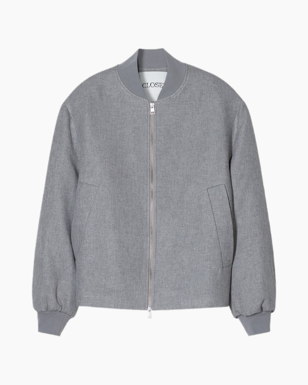 jacket, bombardier, grey, zip, pocket