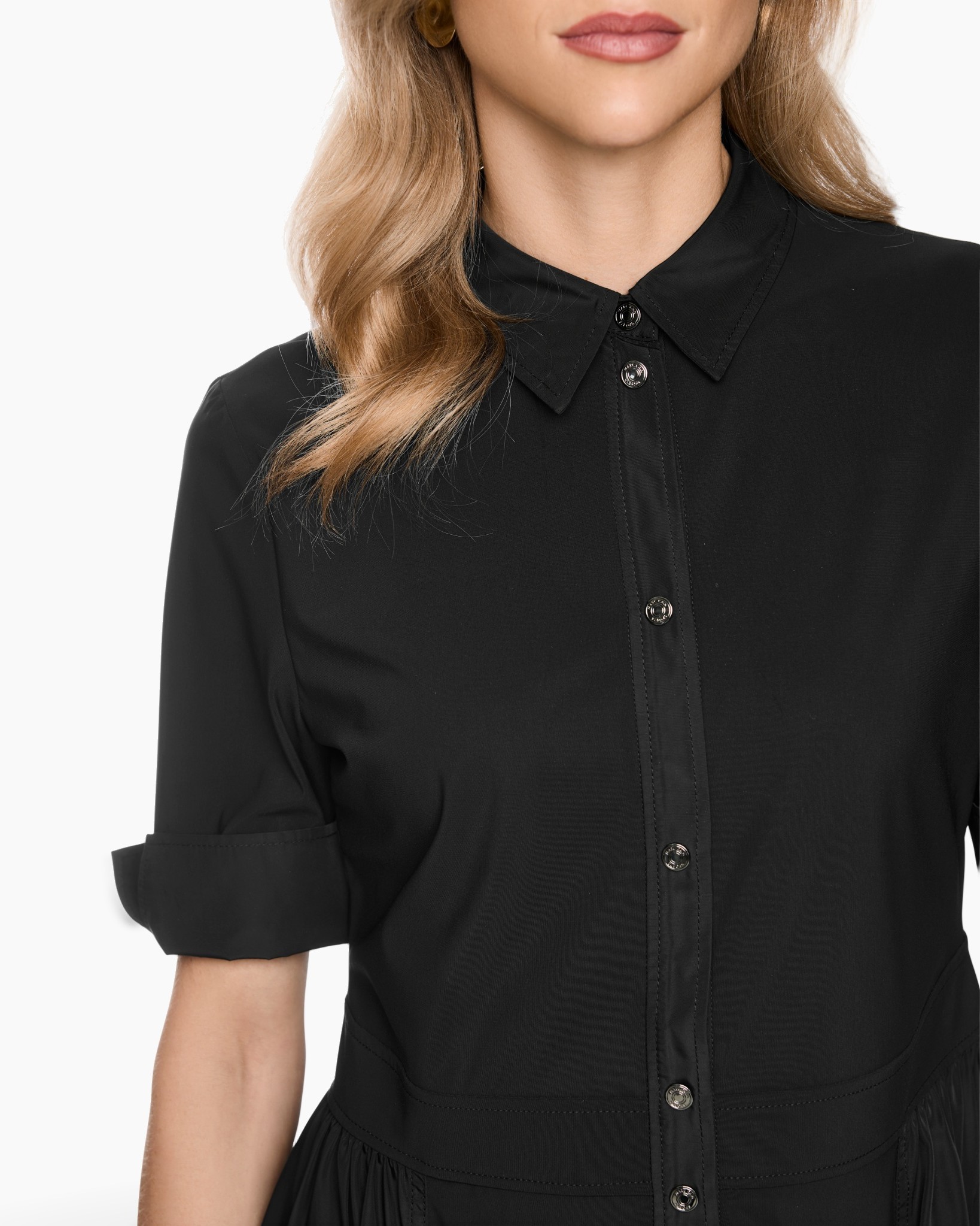 shirt, black, button-down, collared, short-sleeve