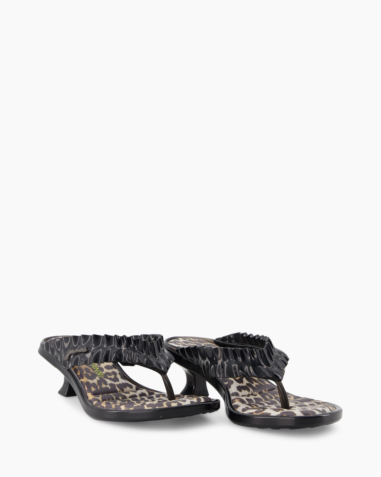 sandals, slippers, mid-heel, flip-flop, ruched strap
