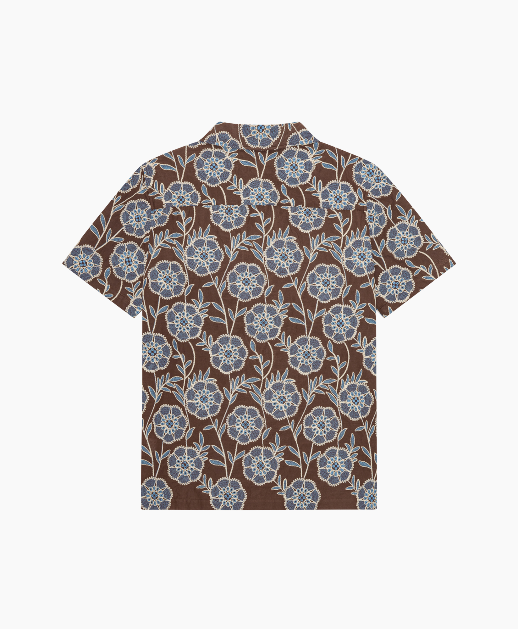 shirt, short-sleeve, floral, brown, patterned