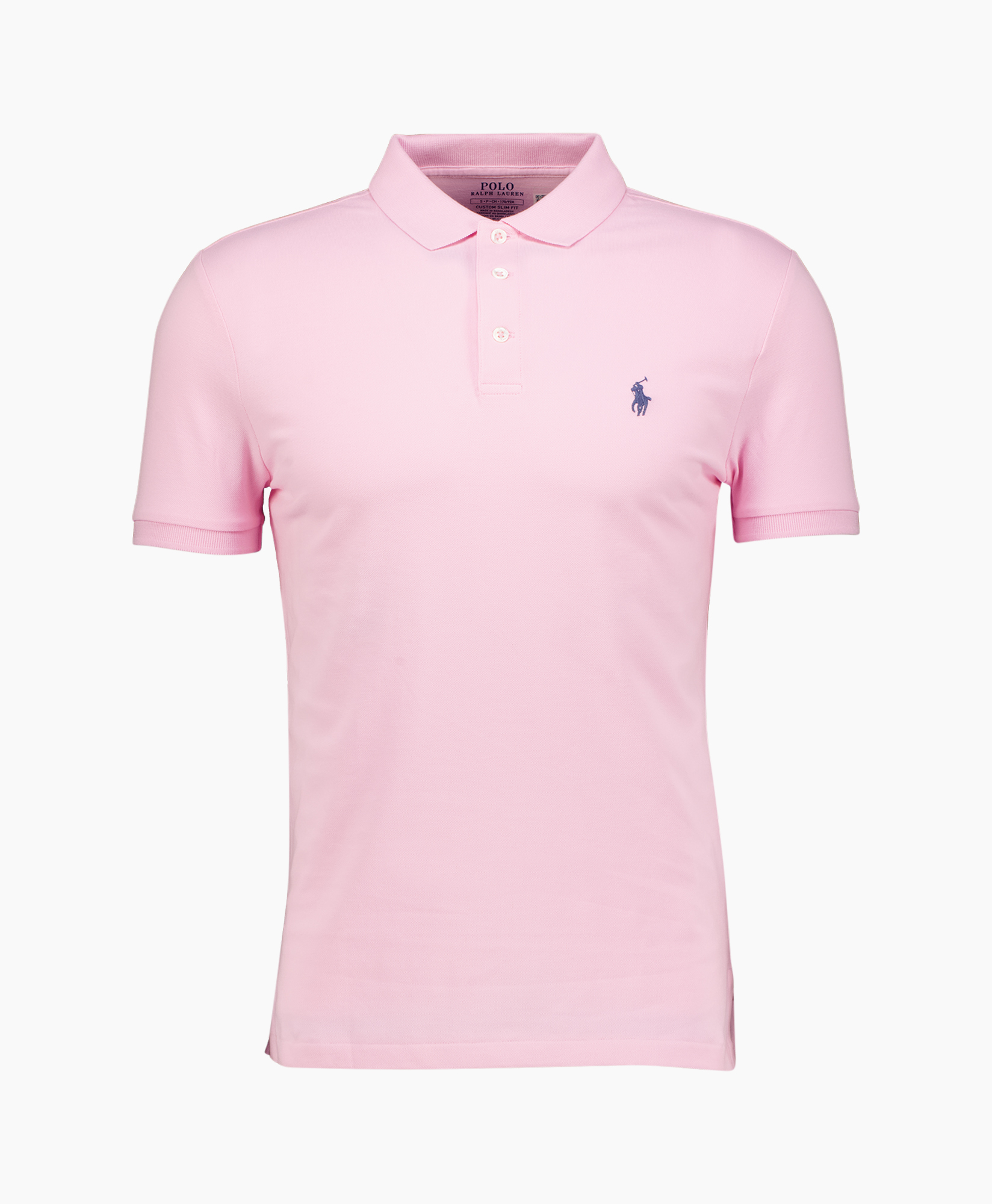 polo shirt, pink, short sleeve, collared, logo embroidery