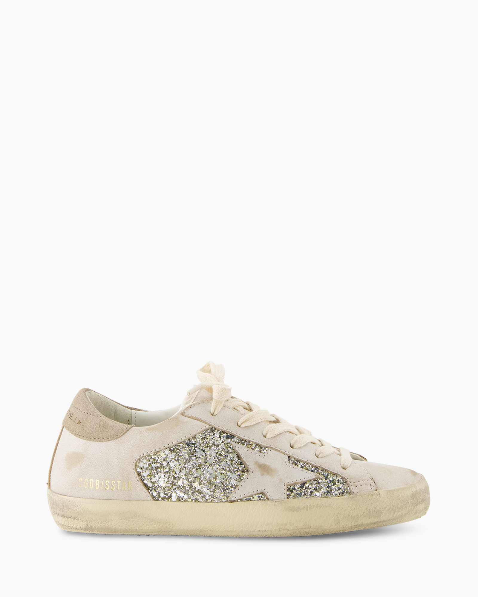 sneaker, glitter, beige, laces, low-top