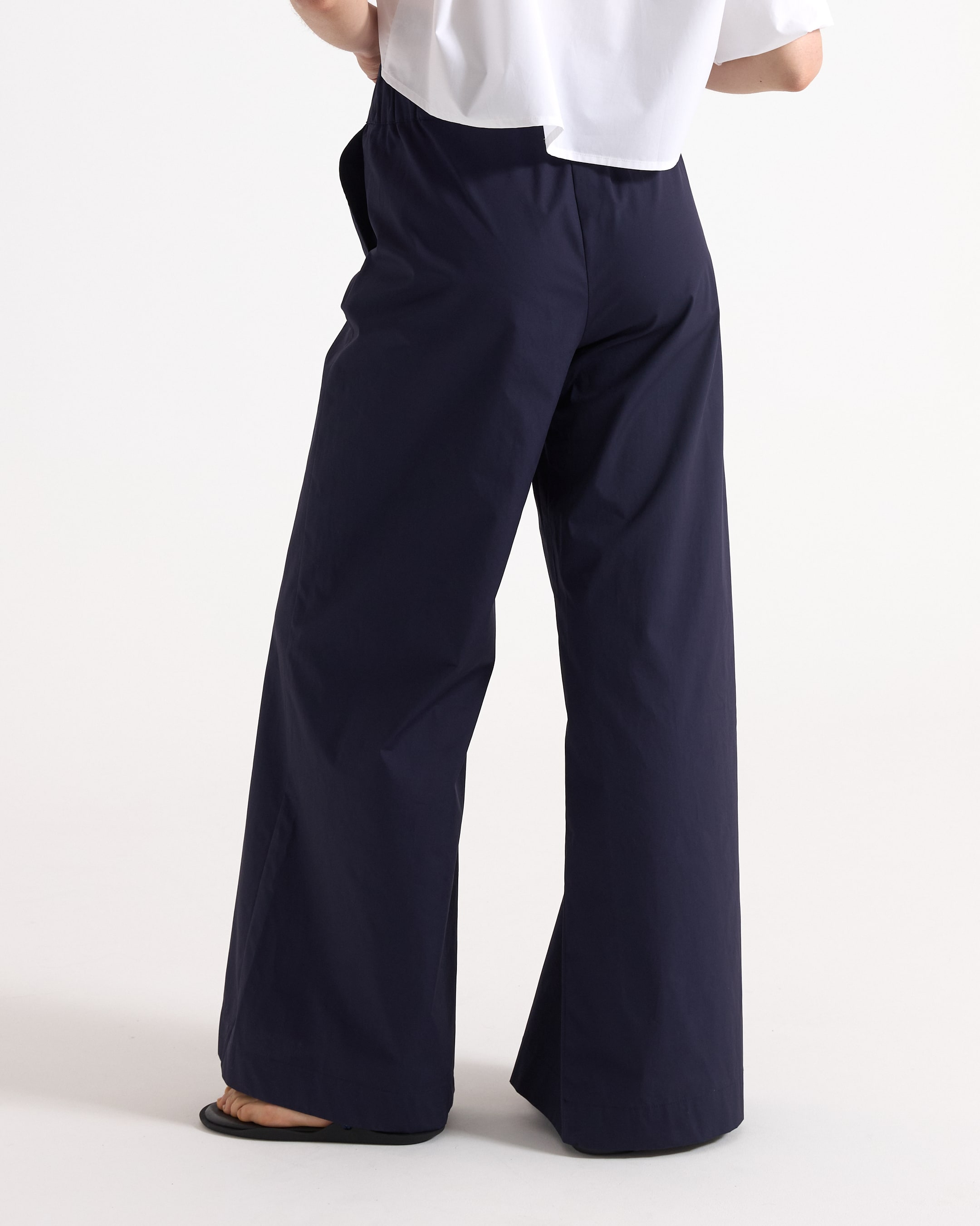 trousers, wide-leg, navy, fabric, casual