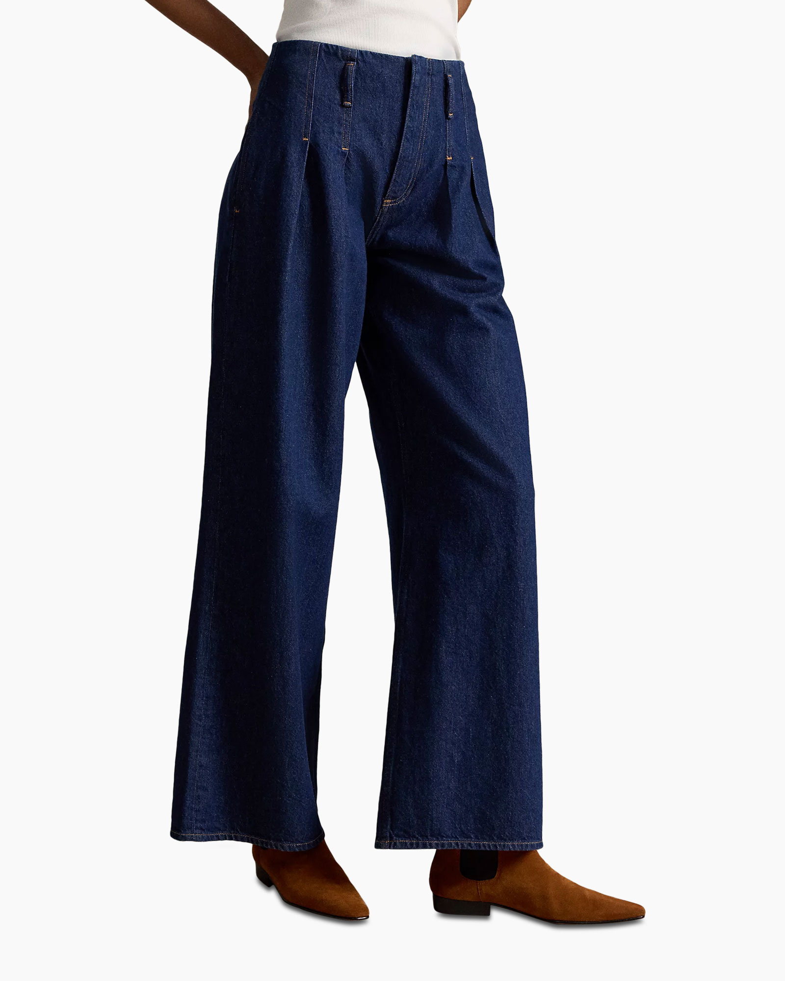 wide-leg, denim, pants, jeans, brown-booties