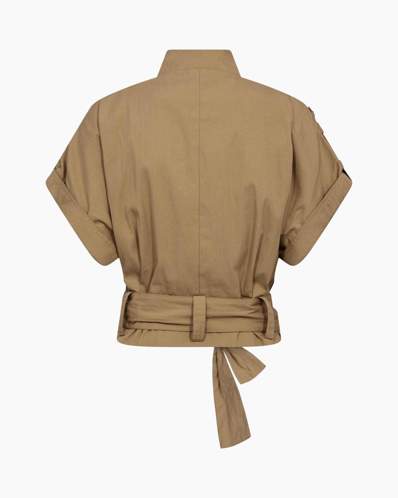 jacket, crop top, belted, khaki, zipper