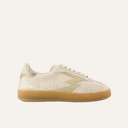 sneakers, low-top, beige, perforated, gum sole