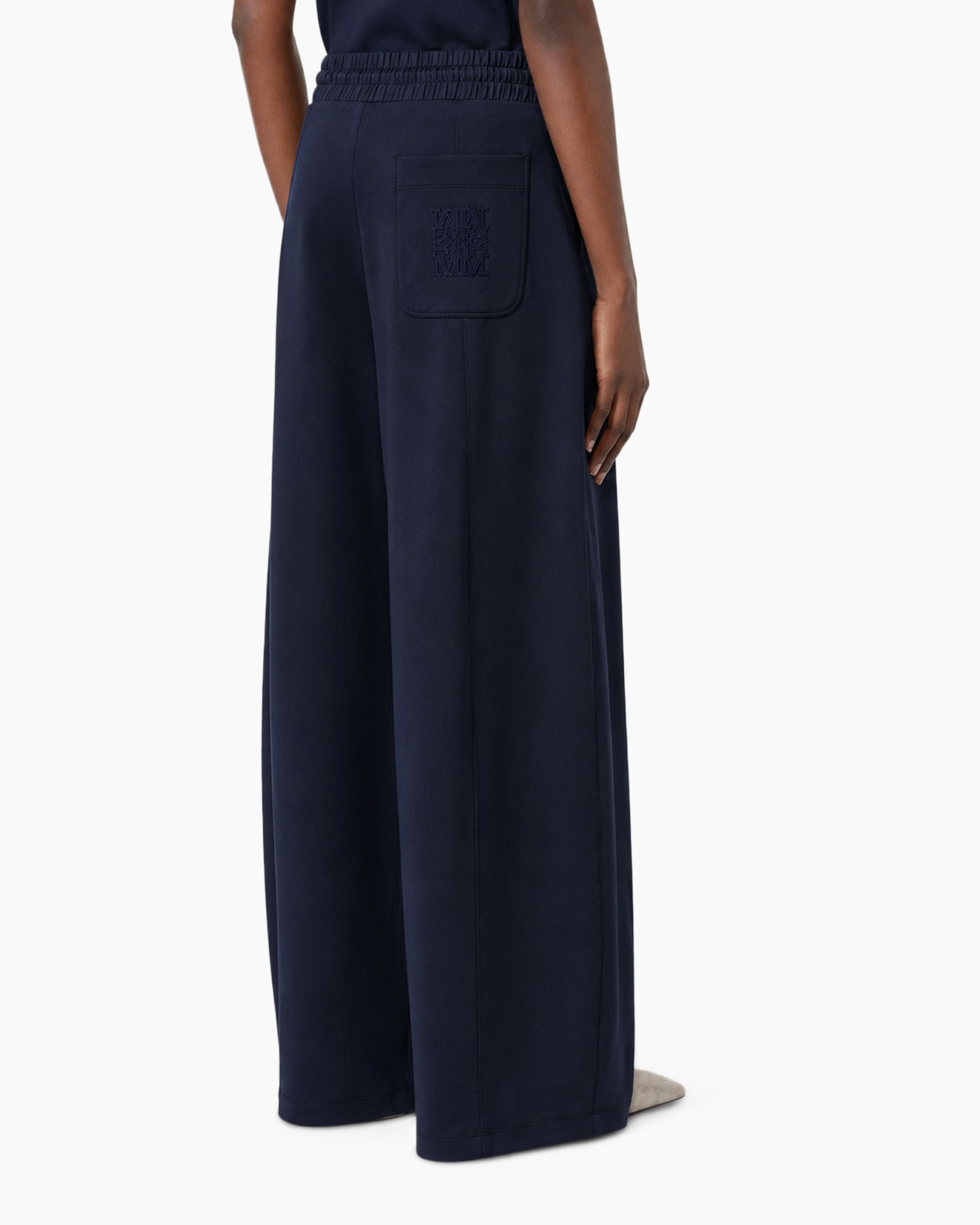pants, wide-leg, drawstring, navy, soft