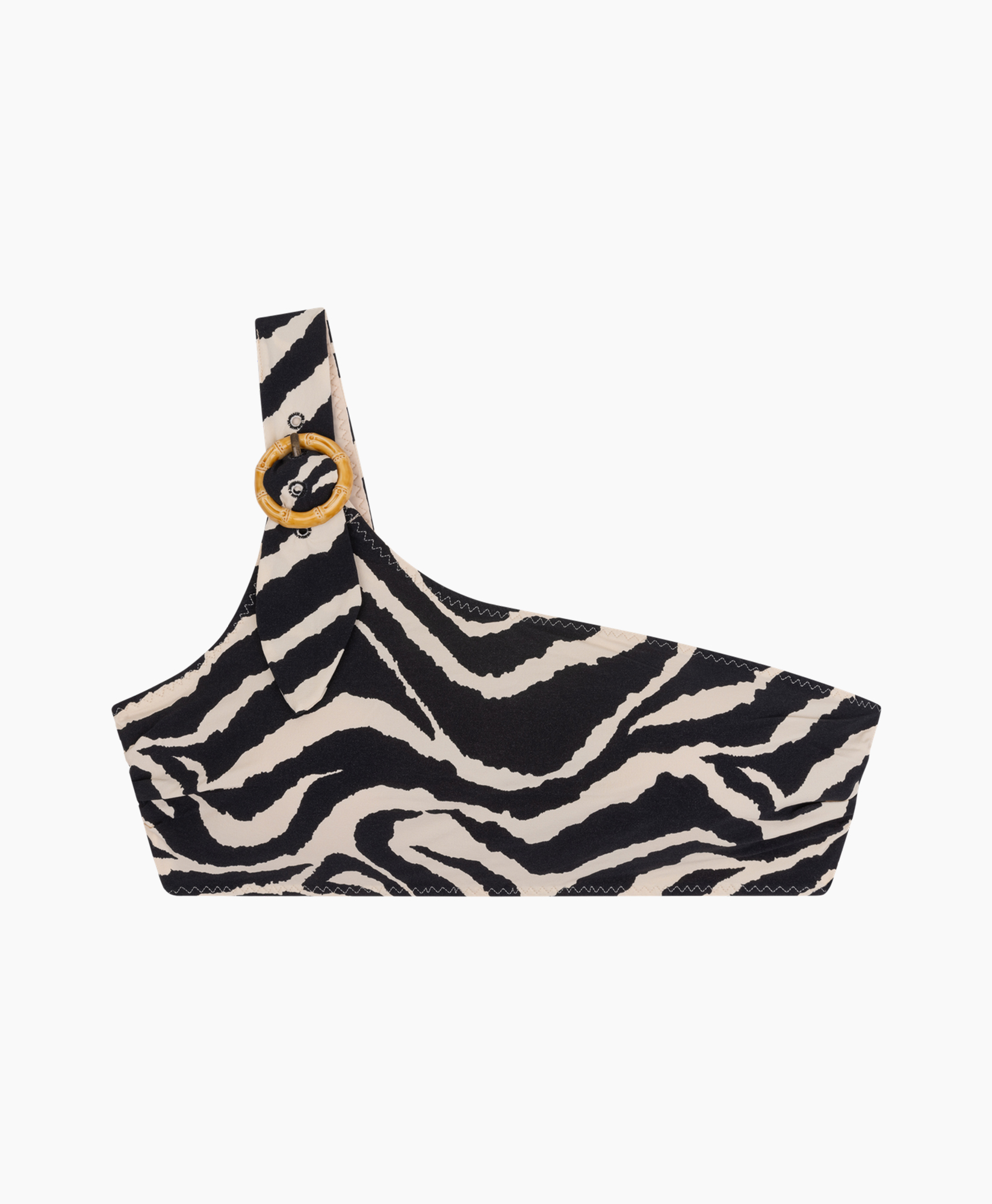 swimwear, bikini top, zebra print, one-shoulder, ring detail, one-shoulder, top, zebra, pattern, fabric