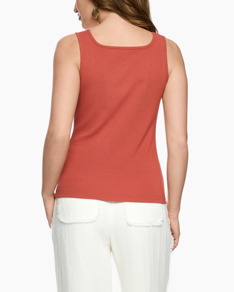 tank top, sleeveless, rust orange, knit, casual