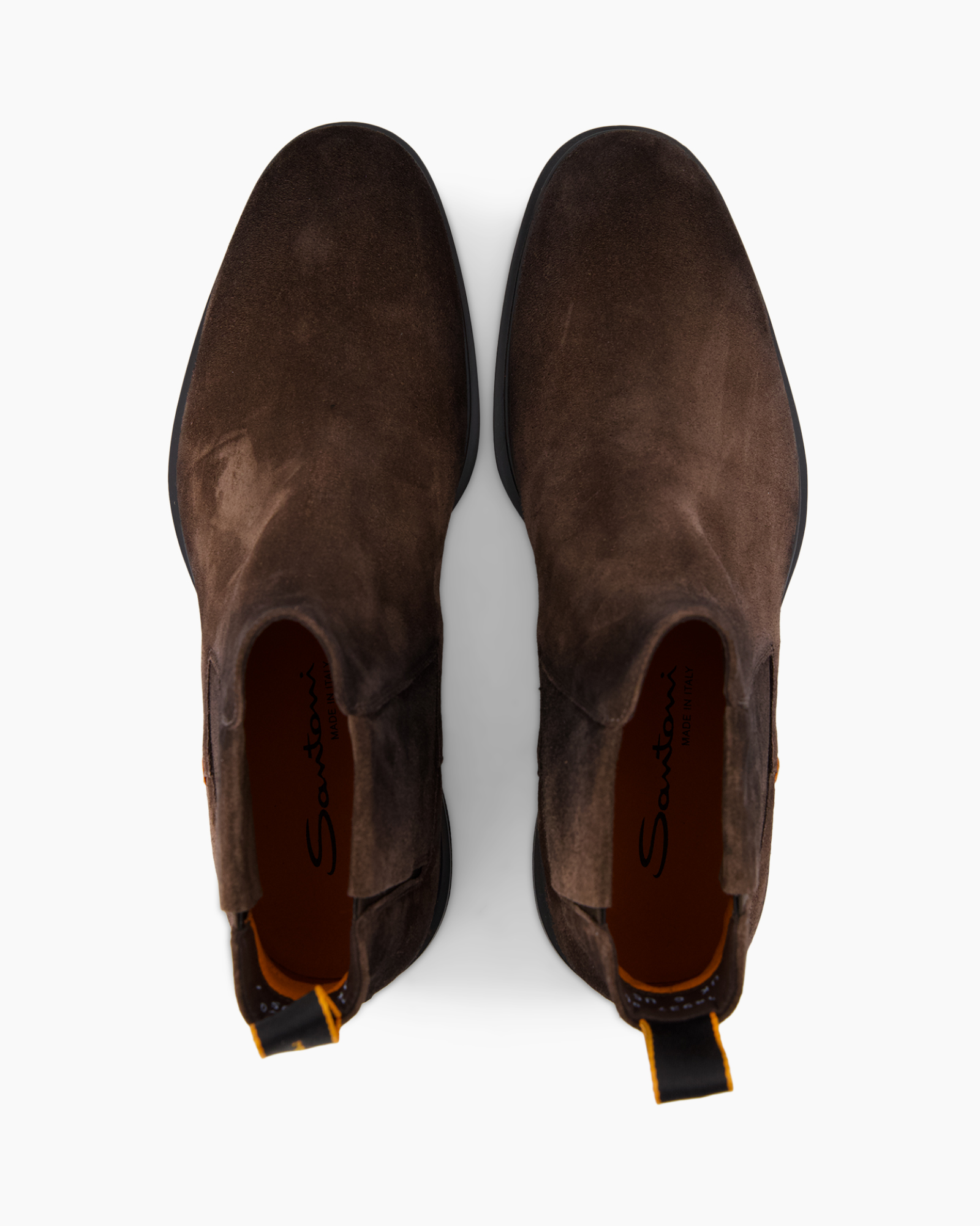 boots, ankle boots, brown suede, slip-on, pull tab