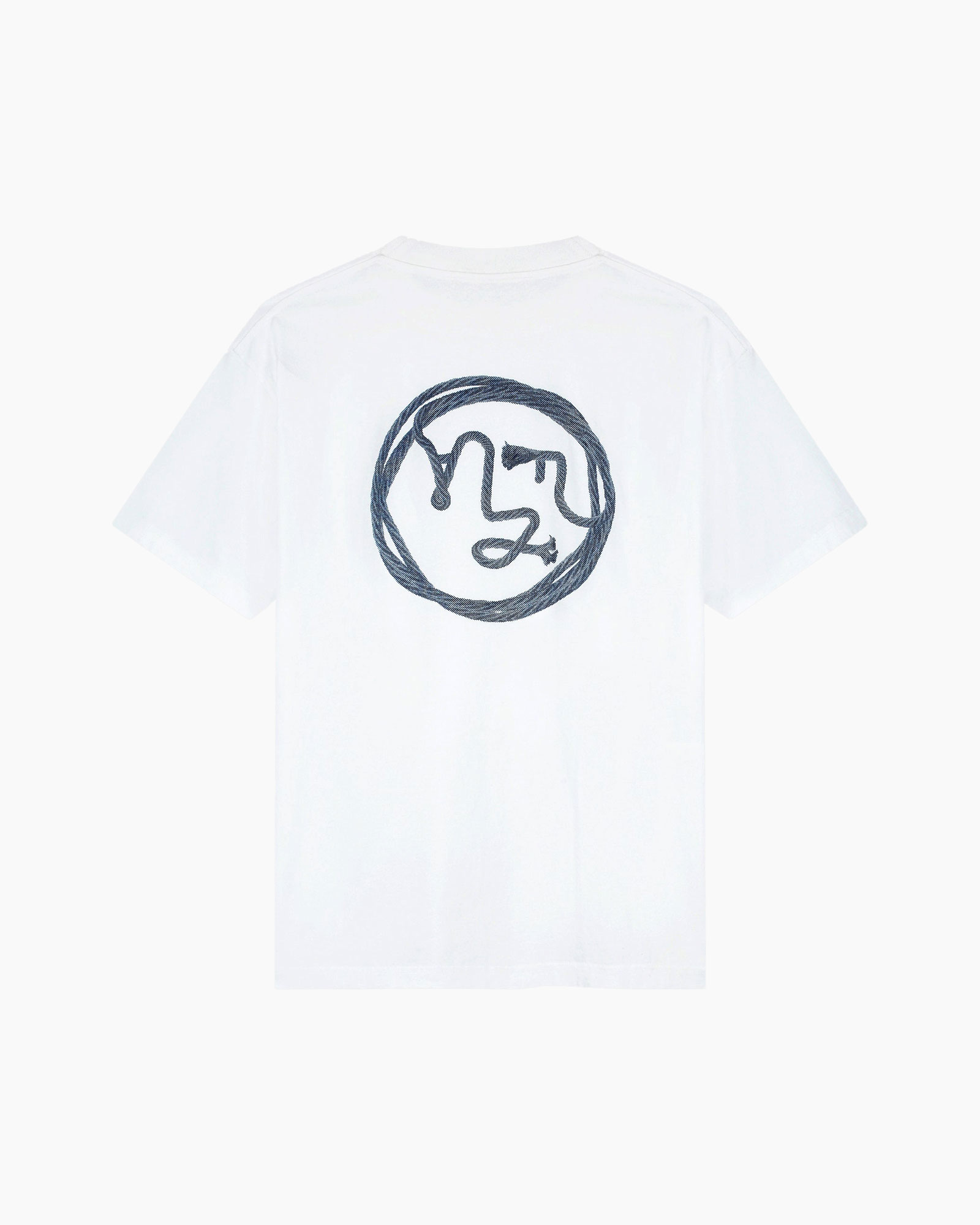 t-shirt, white, backprint, circle logo, short sleeve