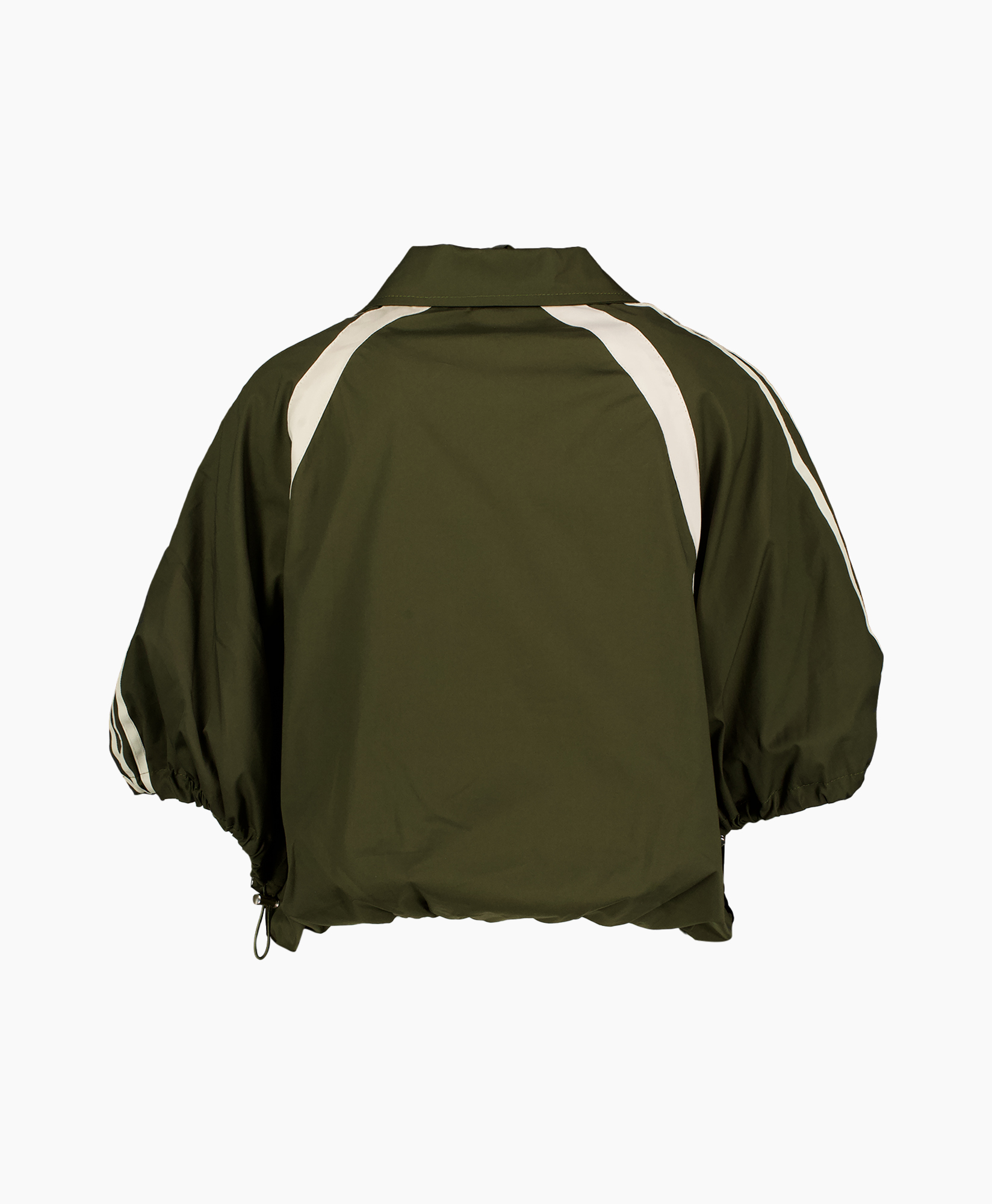 windbreaker, olive, hooded, drawstring, puff sleeves