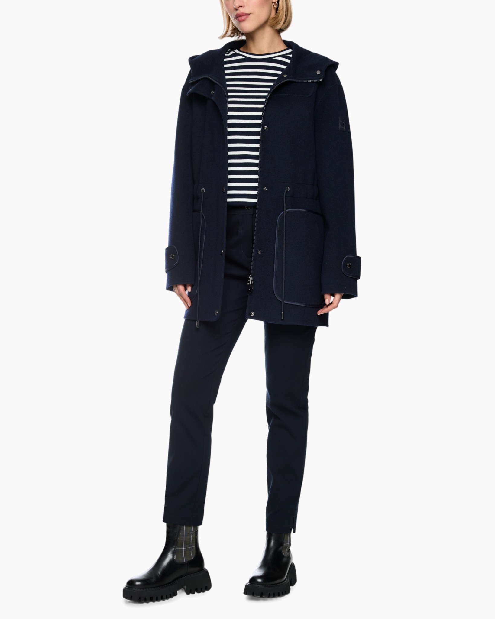 jacket, coat, navy, parka, pocketed