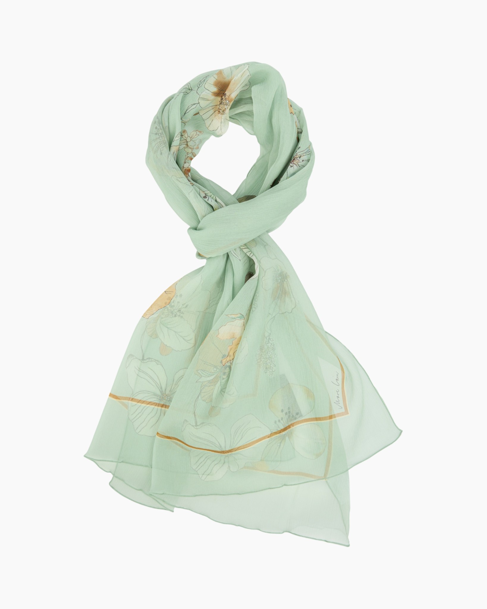 scarf, shawl, mint, floral, sheer