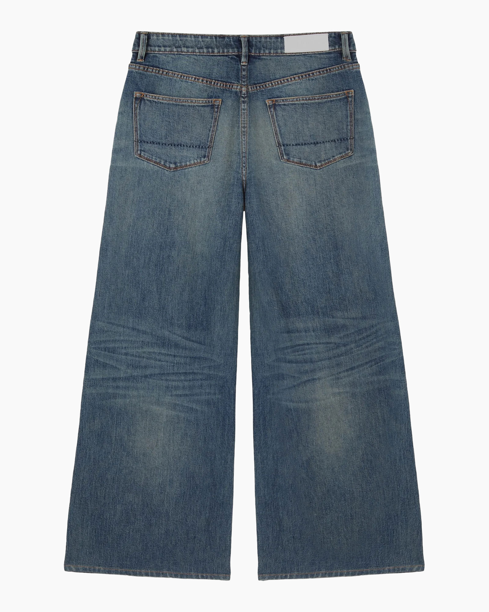 jeans, wide-leg, denim, pockets, back view