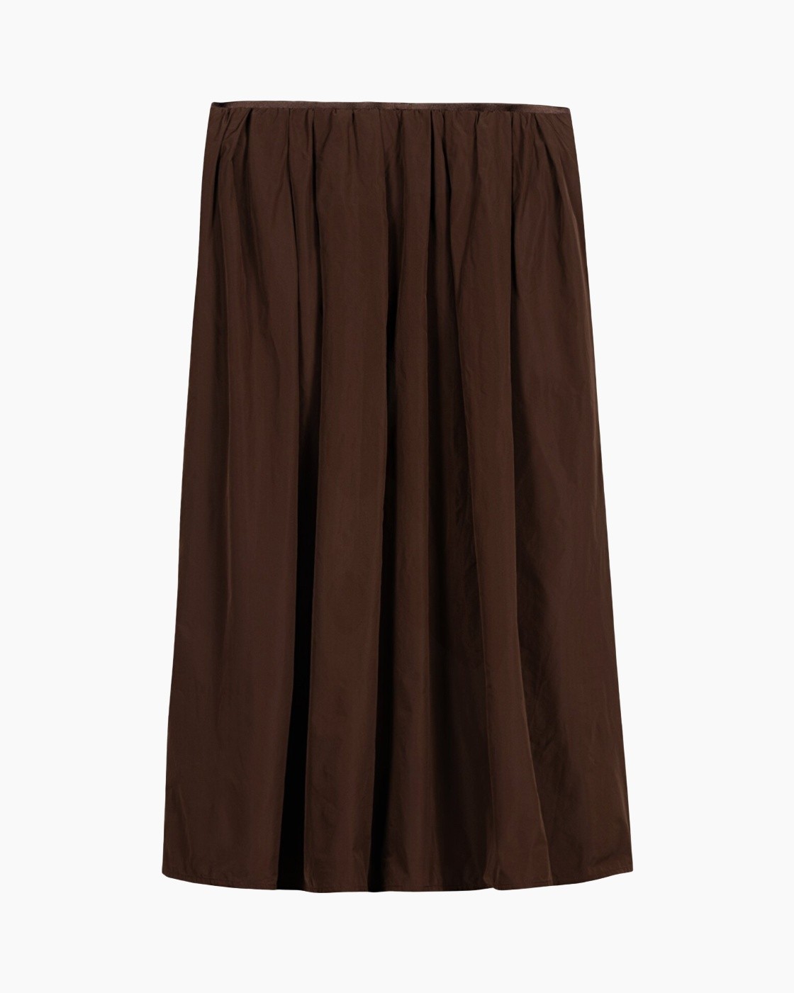 skirt, brown, mid-length, fabric, pleats