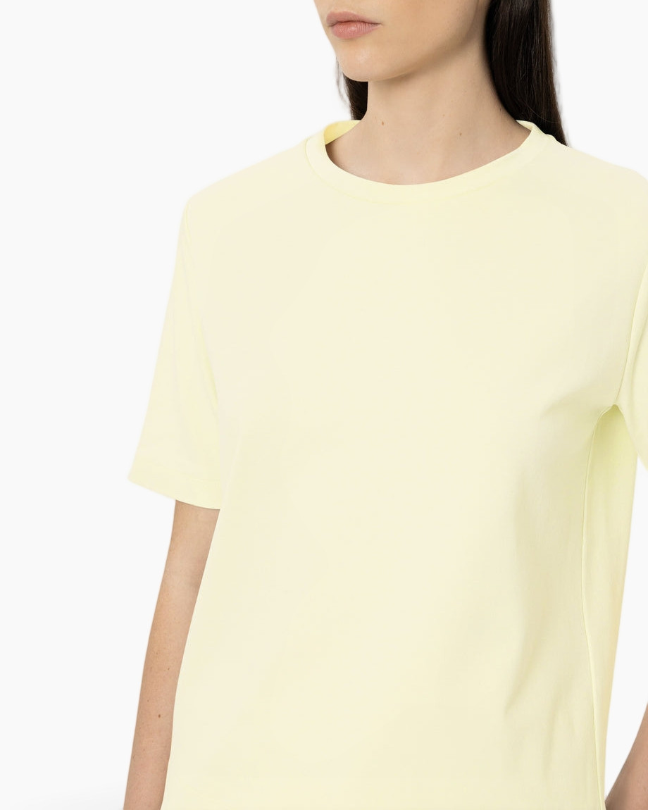 t-shirt, short sleeve, crew neck, solid color, light yellow