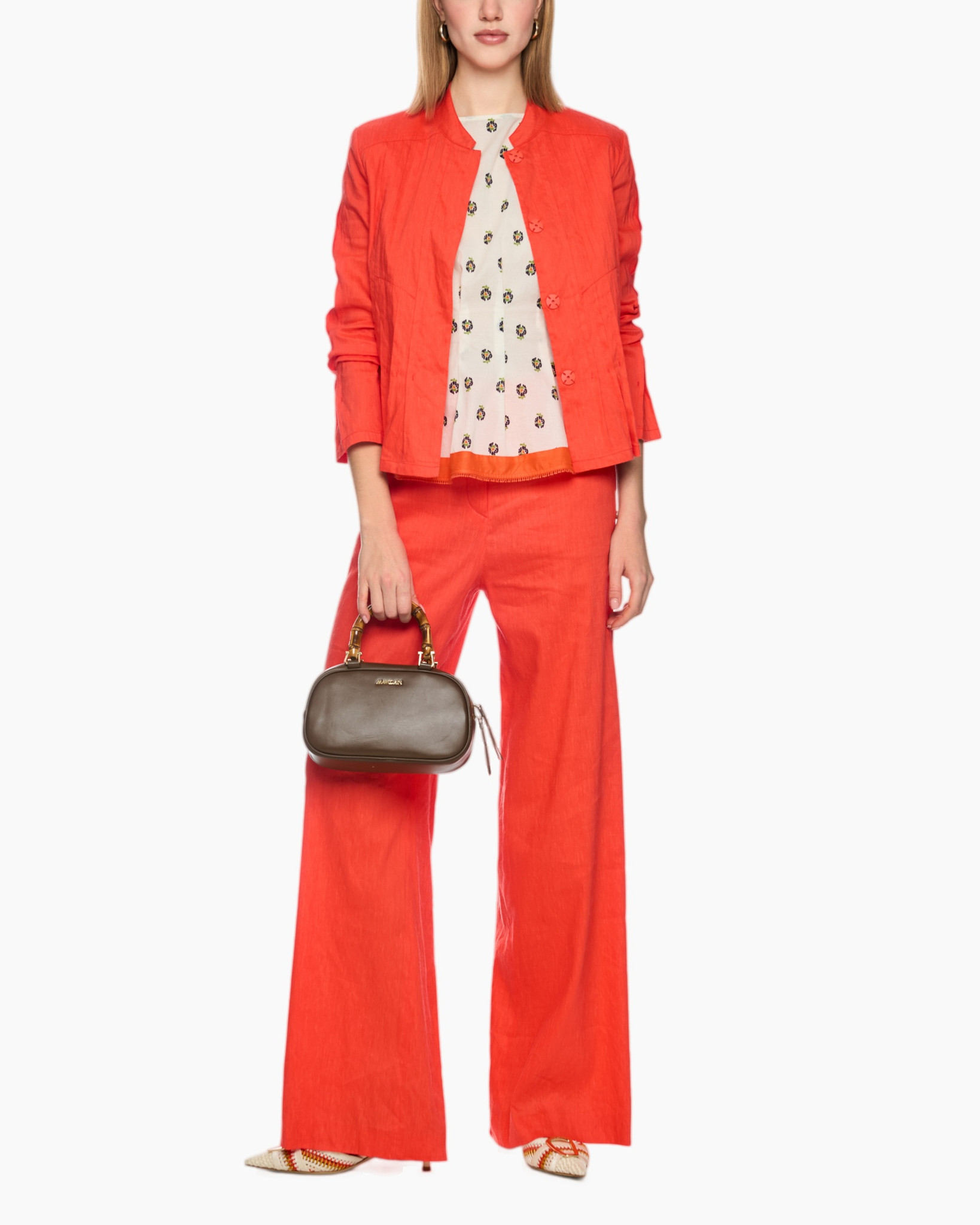 jacket, pants, orange, linen, two-piece suit