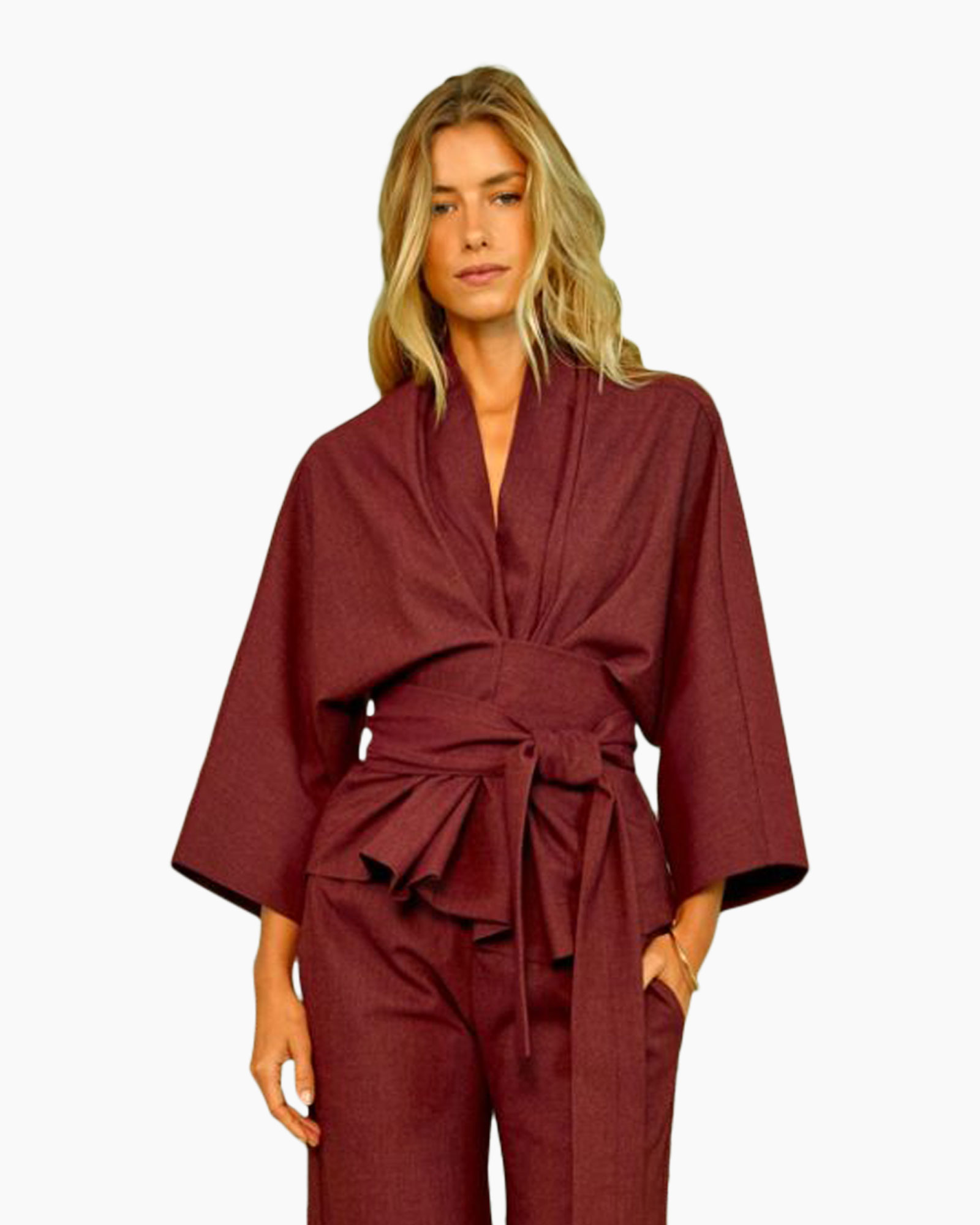 romper, jumpsuit, belted, long sleeves, solid color
