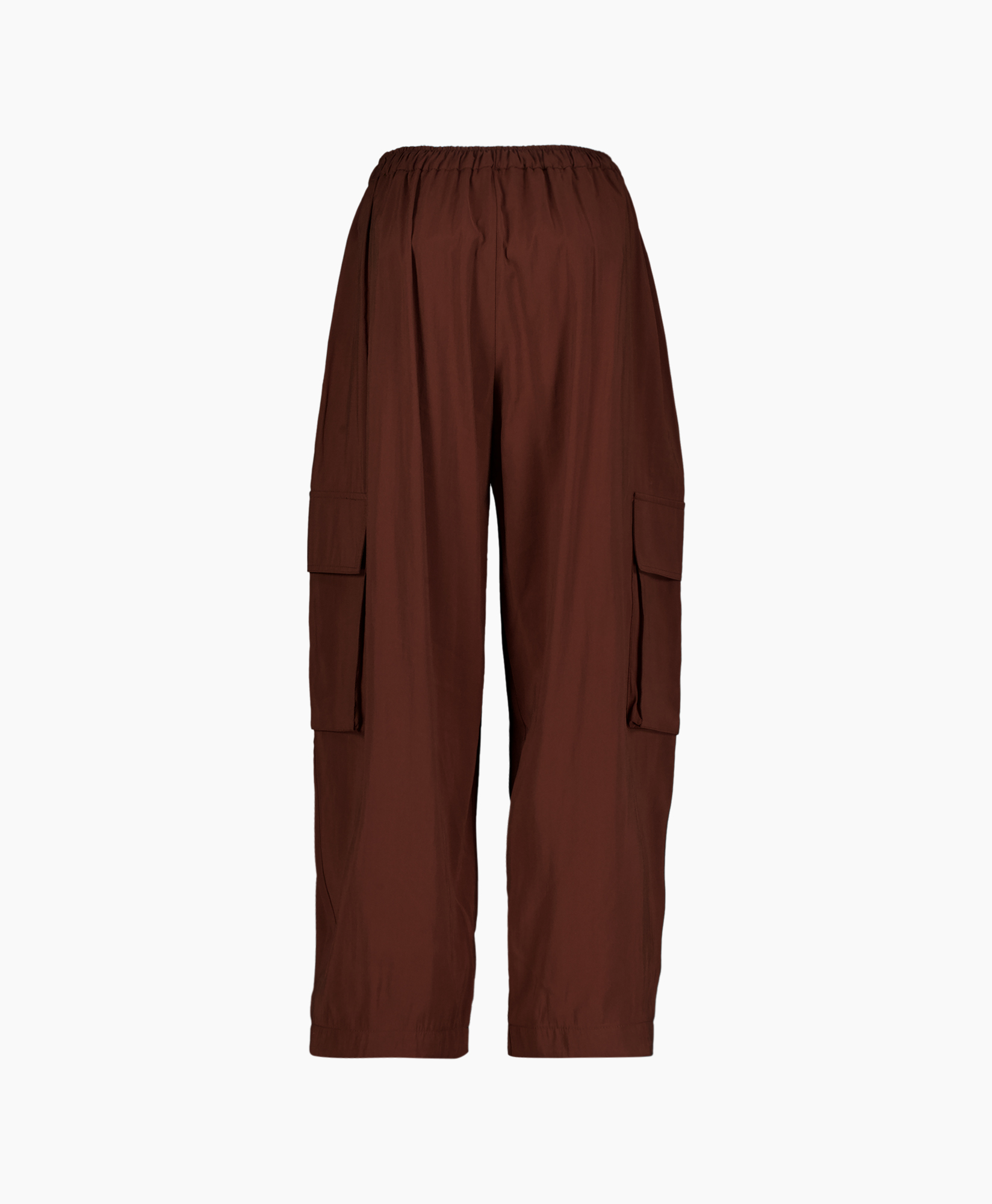 cargo pants, drawstring, brown, ankle-length, pocketed