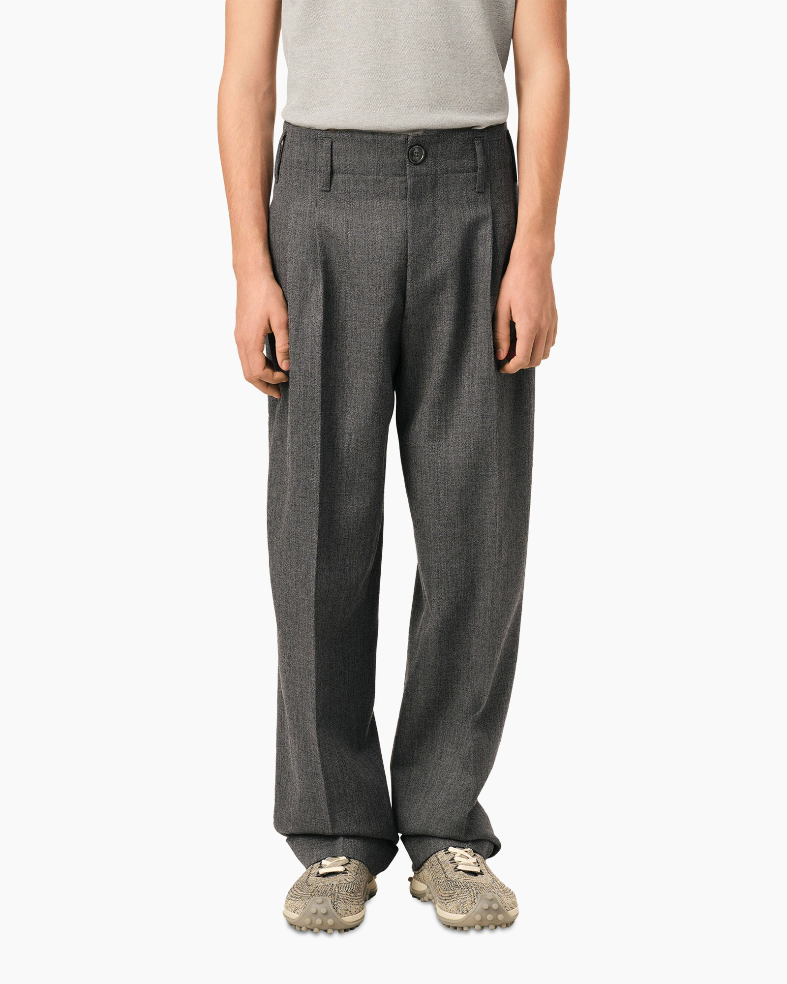 trousers, pants, gray, wide-leg, formal