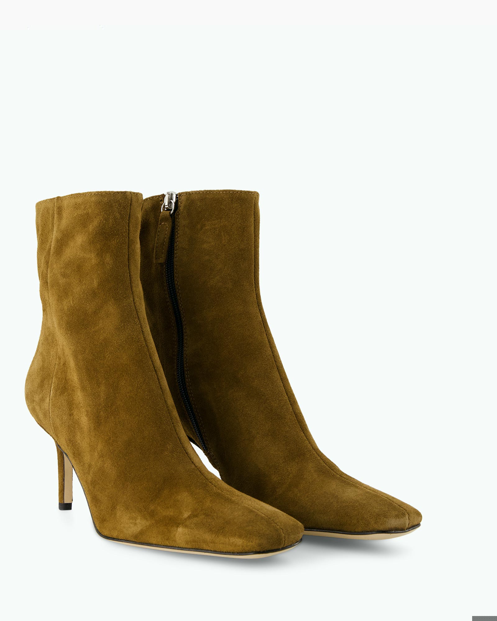 ankle boots,  suede,  brown,  zipper,  heeled boot