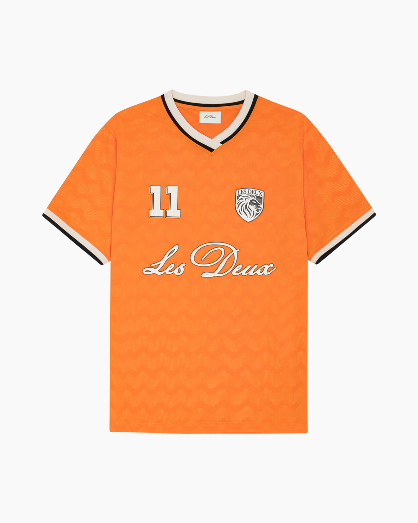 jersey, t-shirt, orange, v-neck, logoed