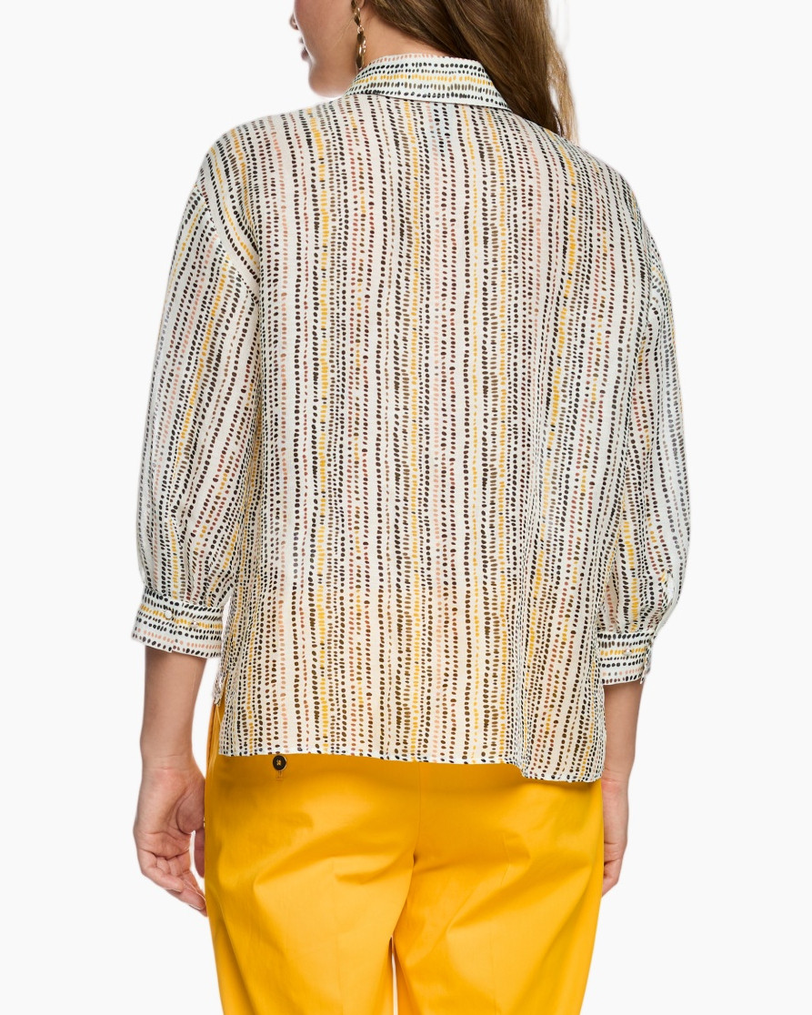 blouse, long sleeve, print, pattern, back view